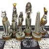 Egyptian Anubis Chess Set Black Silver and Gold Men with 16" Hieroglyphic Board view 4