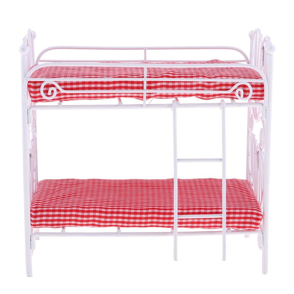 Harilla 1/12 Dollhouse Miniatures Metal Bunk Bed Furnishings Decorative Accessory