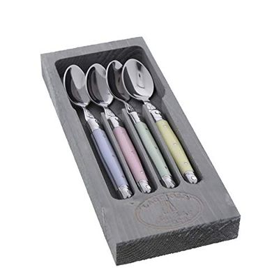 4 Piece Stainless Steel Spoons with Pastel Colored Handle - Ideal for Coffee, Dessert or Toddlers and Babies