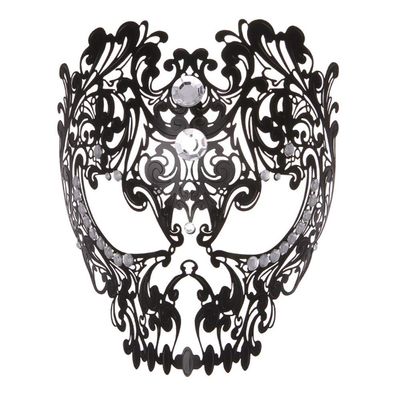 Bar party mask Full Face Enamel Metal-encrusted Hollow Mask Italian High-end Mask Ladies Princess Mask Fashion Nightclub Party Masquerade Mask Party Accessories ( Color : Black , Size : Universal )