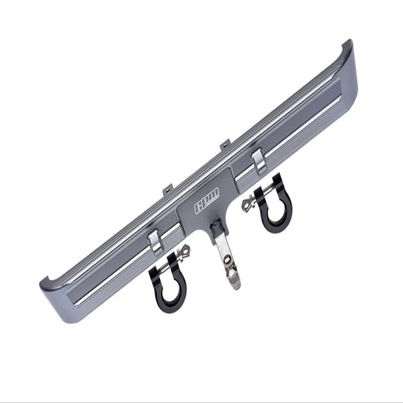 Aluminum Rear Bumper Mount + D-Rings + Tow Hook For Traxxas TRX-4 Chevrolet K5 Blazer (82076-4) - 3Pc Set Gray Silver