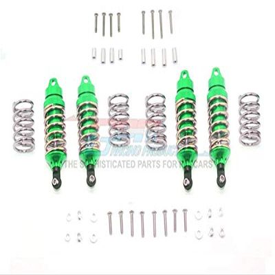 GPM For Traxxas Rustler 4X4 VXL (67076-4) Upgrade Parts Aluminum Front + Rear Shocks (Low Center Of Gravity Version) - 4Pc Set Green