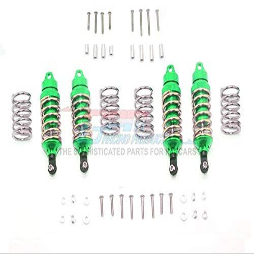 GPM For Traxxas Rustler 4X4 VXL (67076-4) Upgrade Parts Aluminum Front + Rear Shocks (Low Center Of Gravity Version) - 4Pc Set Green