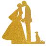 Flairs New York Happy Birthday Decorations Banner Cake Toppers Party Props (Pack of 1 Cake Topper, Gold Bride, Groom & Dog) view 1