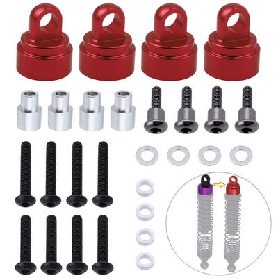 Aluminum Shock Caps (fits Ultra Shocks) Replacement of 3767A 3767X for Traxxas RC Car,Set of 4 (Red)