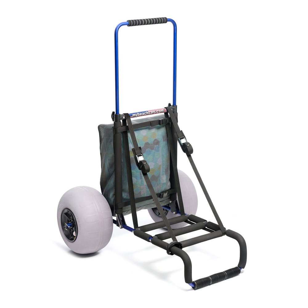 My Beach Cart The Original Patented NO Rust Aluminum Foldable Beach Cart 13 INCH Big Wheels Balloon Tires for Sand Heavy Duty. Often Imitated, Never Duplicated.