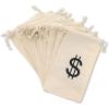 Juvale Money Bags Canvas Drawstring Pouches - 12 Pack, 4.3 x 7 In, Beige - Pirate Loot Bags for Kids view 1