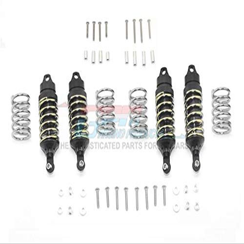 GPM For Traxxas Rustler 4X4 VXL (67076-4) Upgrade Parts Aluminum Front + Rear Shocks (Low Center Of Gravity Version) - 4Pc Set Black