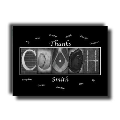 Baseball Coach Gift, Gift for Baseball Coach, Players can sign the black area with a silver or gold marker, 8x10 photo PRINT