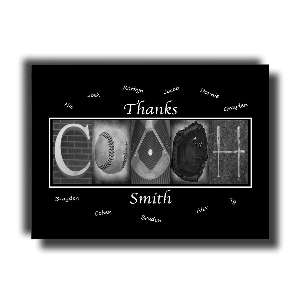 Baseball Coach Gift, Gift for Baseball Coach, Players can sign the black area with a silver or gold marker, 8x10 photo PRINT