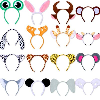 WILLBOND 16 Pieces Animal Headbands Jungle Safari Party Favors Wild One Birthday Decorations Zoo Animal Ear Headbands for Kids Halloween Costume Cosplay Photo Booth Props Party Supplies