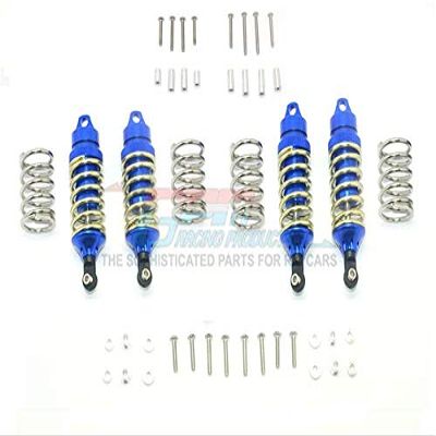 GPM For Traxxas Rustler 4X4 VXL (67076-4) Upgrade Parts Aluminum Front + Rear Shocks (Low Center Of Gravity Version) - 4Pc Set Blue