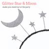 Amosfun Moon Star Headband Women Girl Hair Accessory Birthday Headpiece Silver Glitter Head Band Medium 8x7 Inch view 3