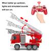 Benz Licensed Remote Control Fire Truck, RC Fire Truck Toy, Rechargeable Construction Truck Toys with Alarm Lights, Hose, Working Water Pump and Rotating Rescue Ladder Fire Truck Toys Gift for Kids view 3