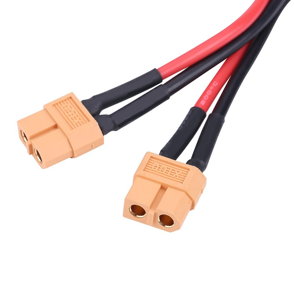 Drfeify HM Lithium Battery Parallel Cable, Parallel Battery Connector Adapter Cable 14AWG for RC Batteries(1 to 2 Plugs)(1 Female to 2 Male)