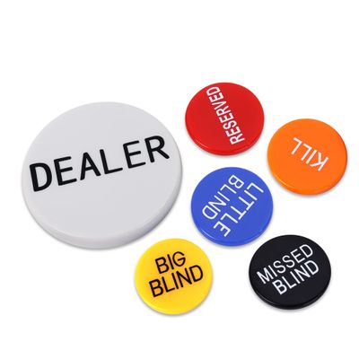 GSE Games & Sports Expert Little Blind, Big Blind, Missed Blind, Kill, Reserved, Dealer Button - Set of 6 Casino Texas Holdem Poker Button for Gambling Card Games