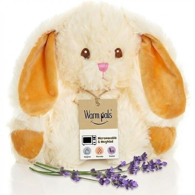 1i4 Group Bashful Bunny Microwavable Easter Stuffed Animal, Weighted Heatable and Coolable Lavender Scented Plush for Kids and Adults, 1.5 lb, Warm Pals