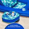 Aqua Campania Ultimate 2-in-1 Pool Float Lounge  Extra Large  Inflatable Pool Floats for Adults with Adjustable Backrest & Cupholder Caddy  Teal Hibiscus view 4