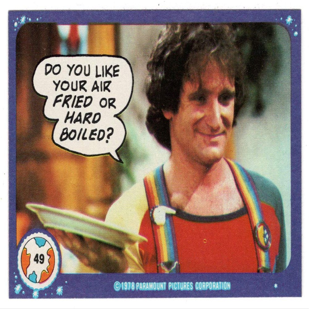Do you like your air fried or hard boiled? - Mork & Mindy (Trading Card) # 49 - Topps 1989 NM/MT