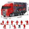 19 Pcs Fire Truck with Firefighter Toy Set, Mini Die-cast Fire Engine Car in Carrier Truck, Mini Rescue Emergency Double Side Transport Vehicle for Kid Child Boy Girl Birthday Christmas Party Favors view 2
