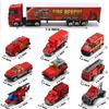 19 Pcs Fire Truck with Firefighter Toy Set, Mini Die-cast Fire Engine Car in Carrier Truck, Mini Rescue Emergency Double Side Transport Vehicle for Kid Child Boy Girl Birthday Christmas Party Favors view 3