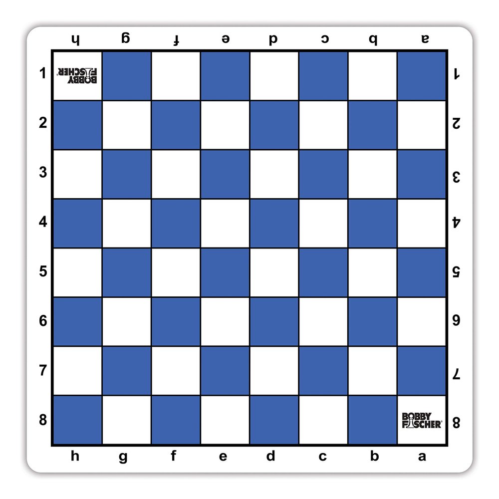 Bobby Fischer Tournament Roll Up Travel Chess Board - 20 inches - Mousepad Style with Blue Squares by WE Games