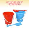 ArtCreativity 6" Beach Bucket and Shovel for Kids (Set of 2) Includes 2 Sand Shovels and 2 Buckets with a Sand Castle Design Inside, Sandcastle Building Toys, Fun Summer Sand Toys for Boys and Girls view 2