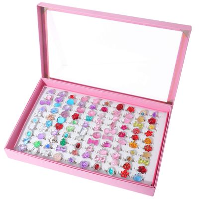 ONEST 100 Pieces Cute Rings Jewelry Rings Pretend Play Ring and Dress up Ring Gift