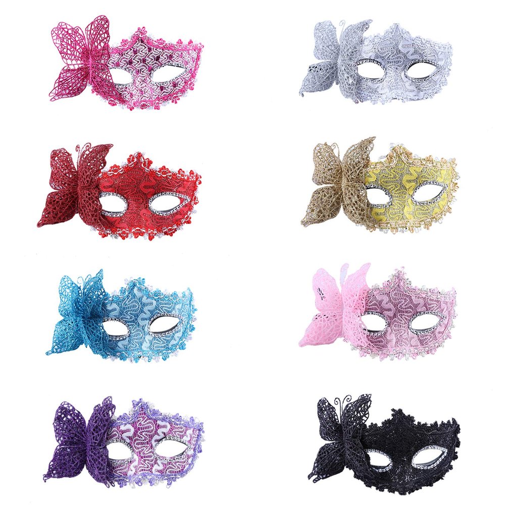 8 Pieces Masquerade Masks, Messar Vintage Lace Masquerade Mask Venetian Masks Set with Butterfly Design for Mardi Gras Carnival Prom Ball Fancy Dress Party Supplies (Set 1)