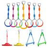 Craft Ninja Warrior Obstacle Course Accessories Kids Outdoor Play - 7pc Rings, 2pc Swing Trapeze Wheels & 2pc Monkey Bars view 1