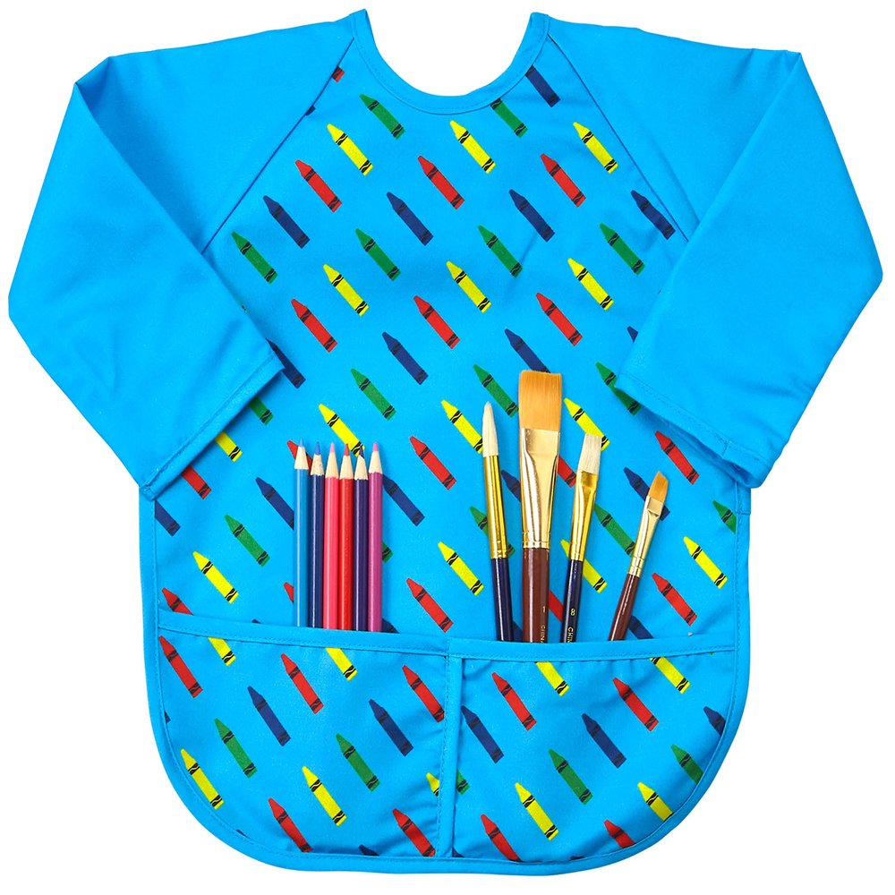Abstract Kids Painting Apron - Toddler Art Smock - Waterproof Long Sleeve with 2 Pockets - Smocks for Kids for Painting and Eating (6 Months - 10 Years)