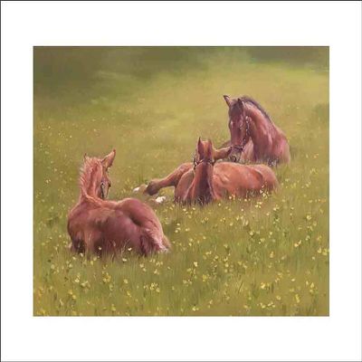 Jacqueline Stanhope The Nursery Fine art and canvas prints of an original oil painting. Beautiful wall art of horses and ponies. Ready for framing for home and wall decor.