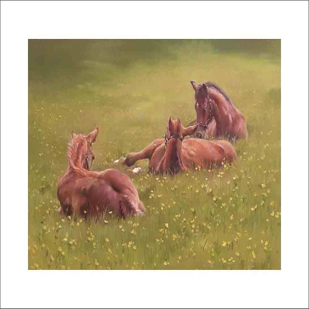 Jacqueline Stanhope The Nursery Fine art and canvas prints of an original oil painting. Beautiful wall art of horses and ponies. Ready for framing for home and wall decor.