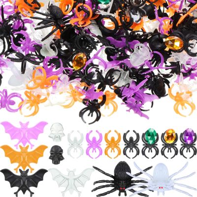 Gejoy Halloween Plastic Ring Spider Rings Bat Rings Accessory for Halloween Party Favors Decor (175)