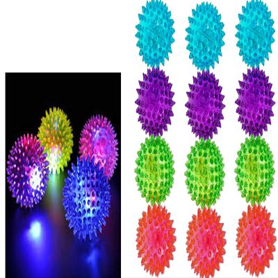 JA-RU Light Up Spiky Balls for Kids (12 Pack) Light Up Bouncy Balls, Spiky Fidget Toys, Sensory Bin Filler, Stress Relief Toy, Bulk Party Favors 695-12p