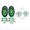 GPM For Traxxas Rustler 4X4 VXL (67076-4) Upgrade Parts Front & Rear Aluminum Shocks + Steel #45 Axles + Spring Steel Hex + Rubber Tires With Metal Rim (Low Center Of Gravity Set) - 68Pc Set Green view 1
