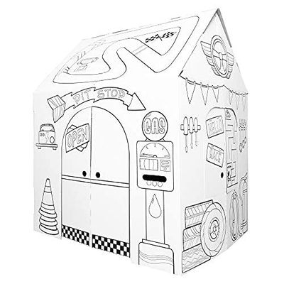 Easy Playhouse Garage - Kids Art and Craft for Indoor and Outdoor Fun, Color Favorite Garage Items Decorate and Personalize a Cardboard Fort, 32" X 26. 5" X 40. 5" Age 3+