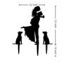 Wedding Cake Topper - Bride Hold Groom with Flowers Besides 2 Pet Dogs Silhouette Cake Decoration (Black) view 2