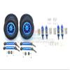 GPM For Traxxas Rustler 4X4 VXL (67076-4) Upgrade Parts Front & Rear Aluminum Shocks + Steel #45 Axles + Spring Steel Hex + Rubber Tires With Metal Rim (Low Center Of Gravity Set) - 68Pc Set Blue view 1