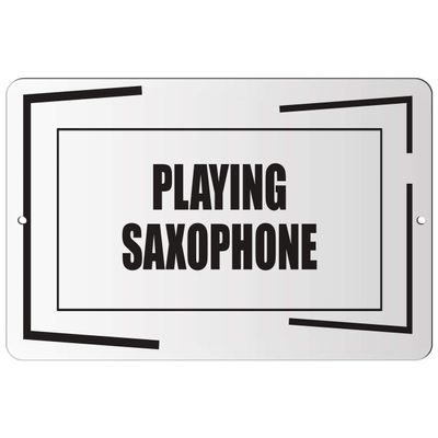 Makoroni - Playing Saxophone Hobby - Street Sign 12"x18" Aluminum, Des i88