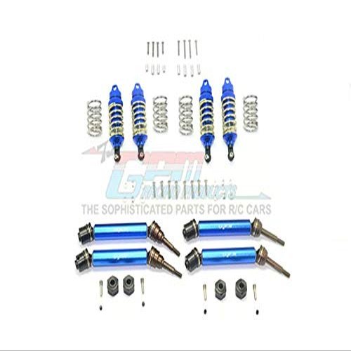 GPM For Traxxas Rustler 4X4 VXL (67076-4) Upgrade Parts Front & Rear Aluminum Shocks + Steel #45 Axles + Spring Steel Hex (Low Center Of Gravity Set) - 64Pc Set Blue