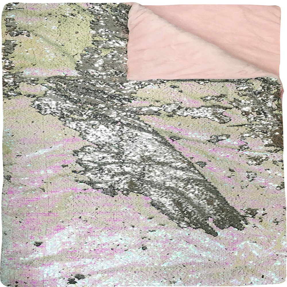 Idea Nuova American Kids Super Cozy Reversible Sequin Sleeping Slumber Bag, Royal Plush & Luxurious Dazzle - Pink, 54 L x 28 W