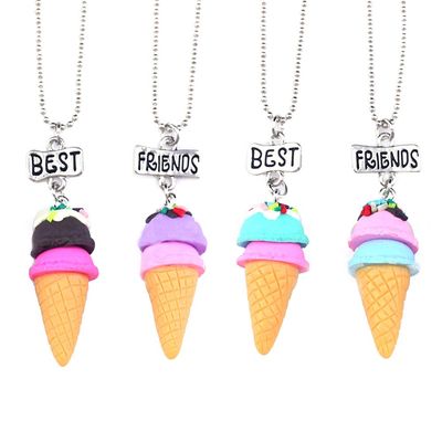 STOBOK Children's Friendship Necklace Set Ice Cream Shaped Friend Alloy Necklace,Pack of 4