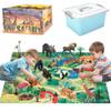 Safari Animals Figures with Activity Play Mat & Storage Box, Realistic Plastic Jumbo Playset, Jungle Wild Zoo Animals Toys for Kids Toddler 3-5, 22Pcs Birthday Gifts Christmas Stocking Stuffers view 1