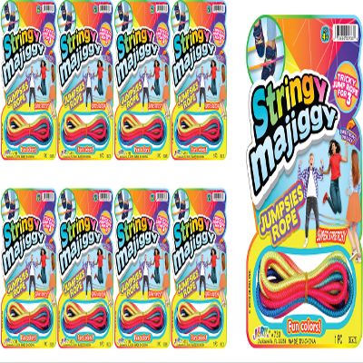2CHILL Chinese Jump Rope (8 Packs) Elastic Skipping Rope Game for Kids & Adults | Colorful Stretchy Jump Rope for Kids, Girls and Boys. Party Favor. Physical Education Equipment.733-8s