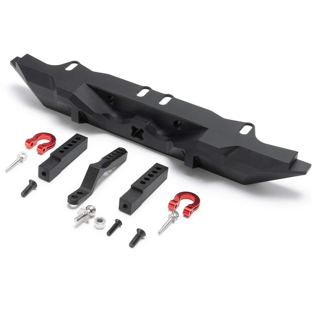 Alloy Rear Bumper w/Tow Trailer Drop Hitch for 1/10 RC TRX4 SCX10II 90046
