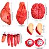 Gejoy 12 Pieces Halloween Body Parts Fake Organs Fake Heart Brain Fingers Ears Eyes Plastic Severed Body Parts Haunted Decorations for Halloween Zombie Party view 2