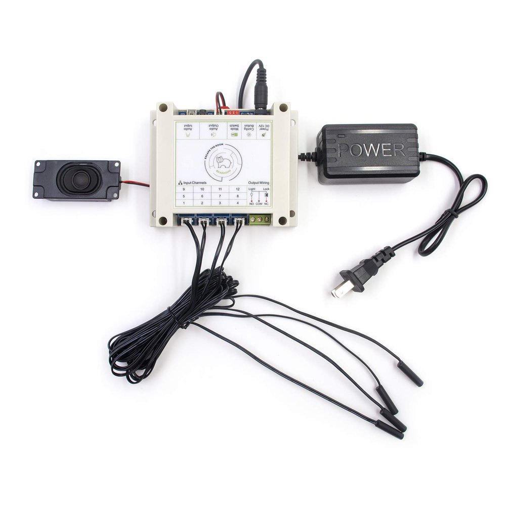BearHoHo Escape Room Props Magnetic Props Put Magnet Sensor in Right Order to Release Lock Control 12 EM Lock for Player Exit Room Game (2 Sensor, Without Audio)