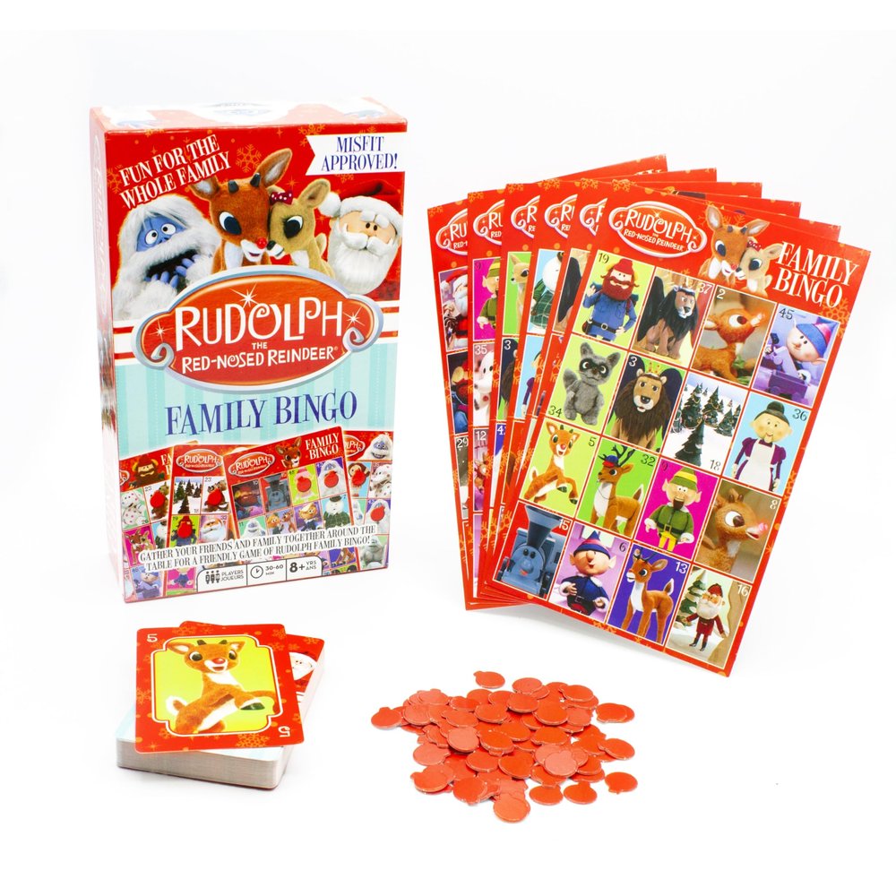 AQUARIUS Rudolph Family Bingo Game - Fun Family Party Game for Kids, Teens & Adults - Entertaining Game Night Gift - Officially Licensed Merchandise