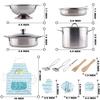 35 Pcs Kitchen Pretend Play Accessories Toys,Cooking Set with Stainless Steel Cookware Pots and Pans Set,Cooking Utensils,Apron,Chef Hat,and Cutting Play Food for Kids,Educational Learning Tool view 2